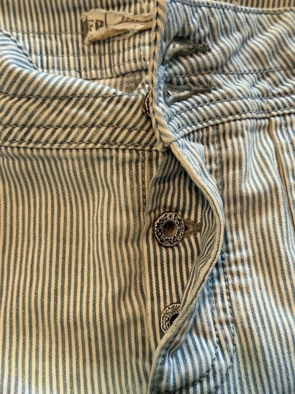 Free People Railroad Striped Tailored Denim Ankle Jeans Sz 8 35x26 Relaxed Boho